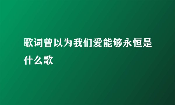 歌词曾以为我们爱能够永恒是什么歌