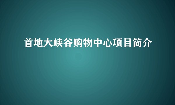 首地大峡谷购物中心项目简介