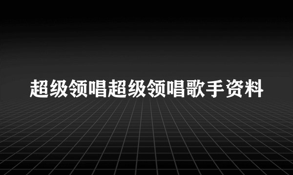 超级领唱超级领唱歌手资料