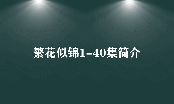 繁花似锦1-40集简介