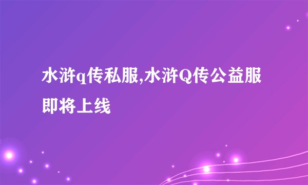 水浒q传私服,水浒Q传公益服即将上线
