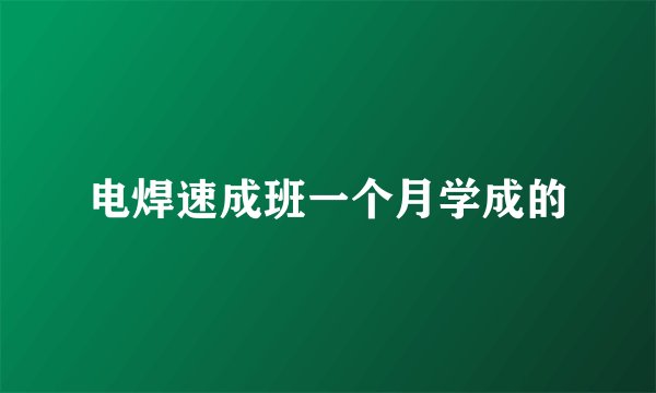 电焊速成班一个月学成的