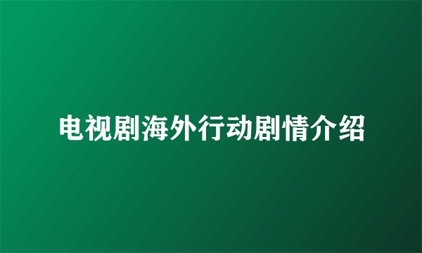 电视剧海外行动剧情介绍