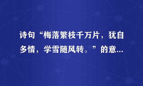诗句“梅落繁枝千万片，犹自多情，学雪随风转。”的意思及全文赏析