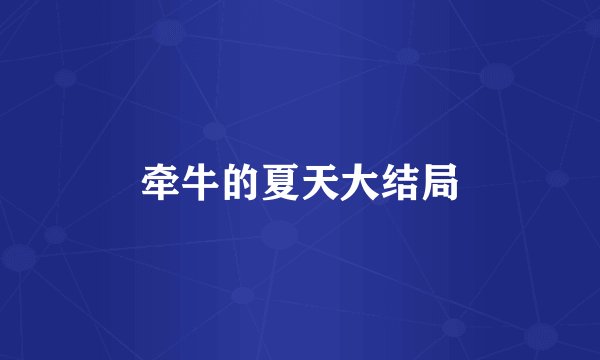 牵牛的夏天大结局