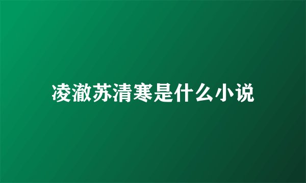 凌澈苏清寒是什么小说