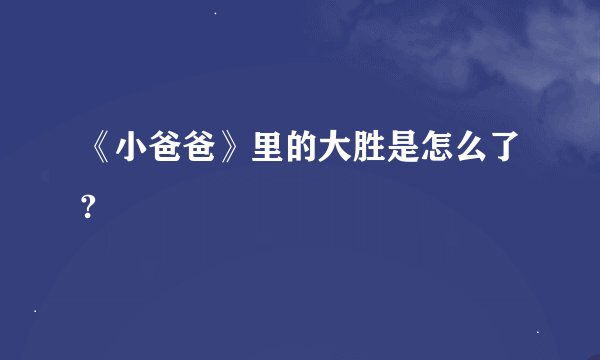 《小爸爸》里的大胜是怎么了?