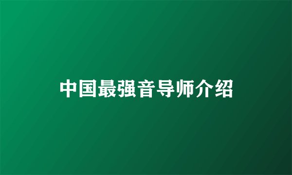 中国最强音导师介绍