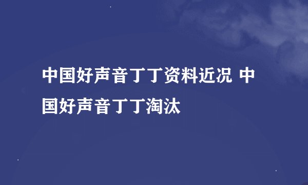 中国好声音丁丁资料近况 中国好声音丁丁淘汰