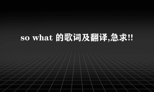 so what 的歌词及翻译,急求!!