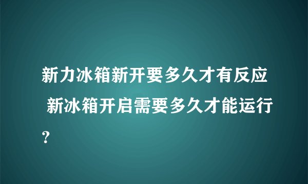 新力冰箱新开要多久才有反应 新冰箱开启需要多久才能运行？