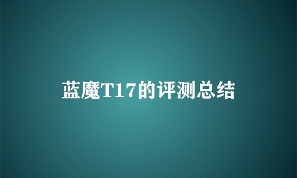 蓝魔T17的评测总结