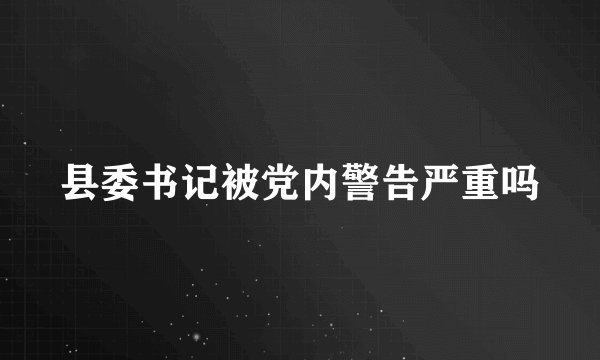 县委书记被党内警告严重吗