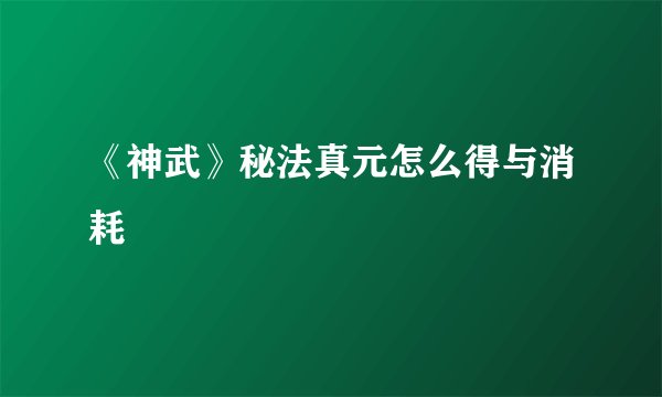 《神武》秘法真元怎么得与消耗