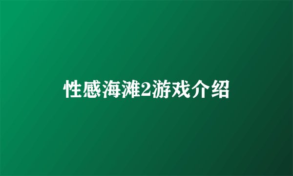 性感海滩2游戏介绍