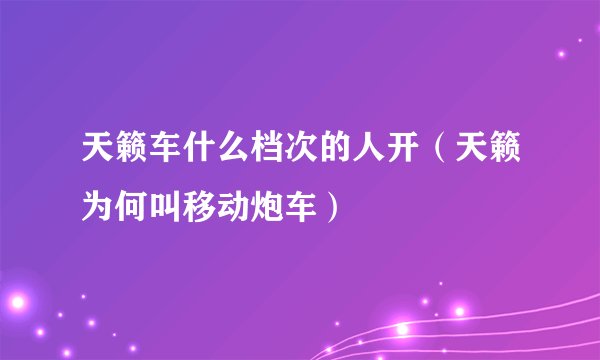 天籁车什么档次的人开(天籁为何叫移动炮车)