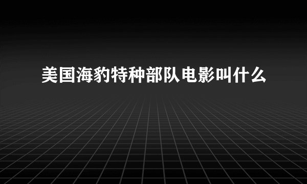 美国海豹特种部队电影叫什么