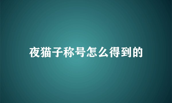 夜猫子称号怎么得到的