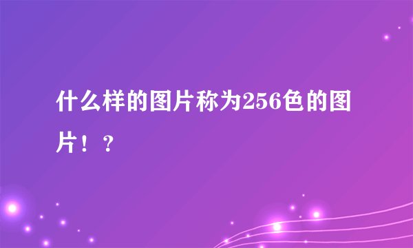 什么样的图片称为256色的图片！？