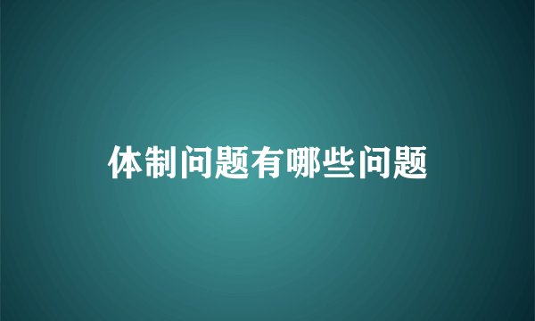 体制问题有哪些问题