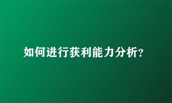 如何进行获利能力分析？