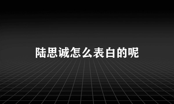 陆思诚怎么表白的呢
