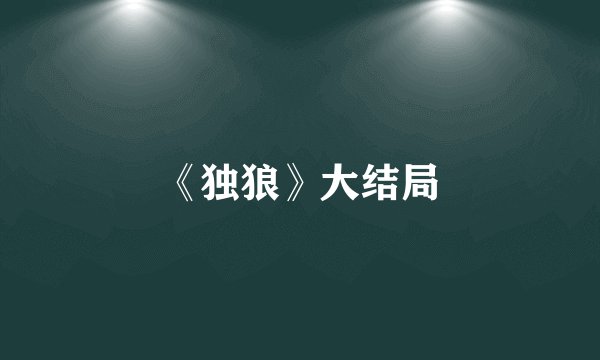 《独狼》大结局