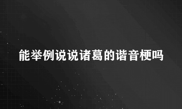 能举例说说诸葛的谐音梗吗