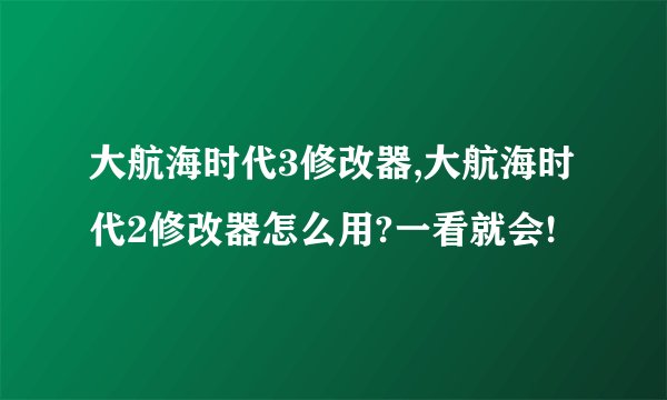 大航海时代3修改器,大航海时代2修改器怎么用?一看就会!