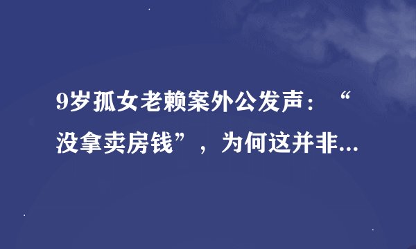 9岁孤女老赖案外公发声：“没拿卖房钱”，为何这并非关键所在？