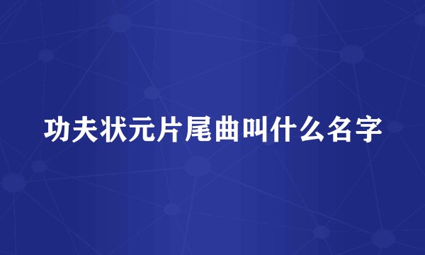 功夫状元片尾曲叫什么名字