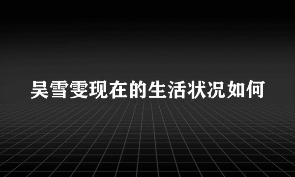 吴雪雯现在的生活状况如何