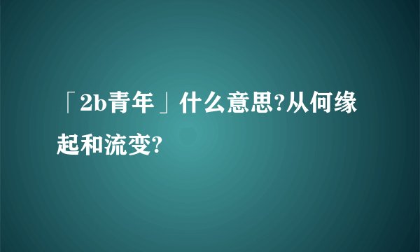 「2b青年」什么意思?从何缘起和流变?