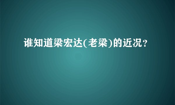 谁知道梁宏达(老梁)的近况？