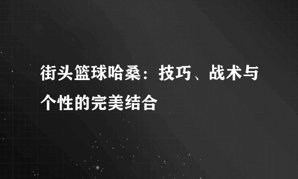 街头篮球哈桑：技巧、战术与个性的完美结合