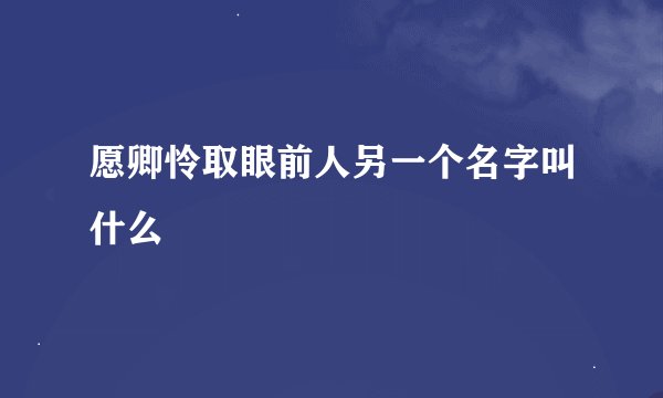 愿卿怜取眼前人另一个名字叫什么