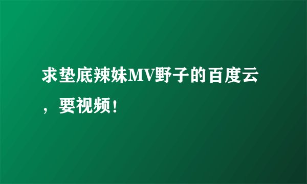 求垫底辣妹MV野子的百度云，要视频！