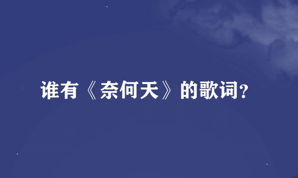 谁有《奈何天》的歌词？