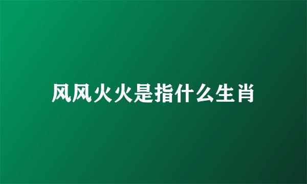 风风火火是指什么生肖