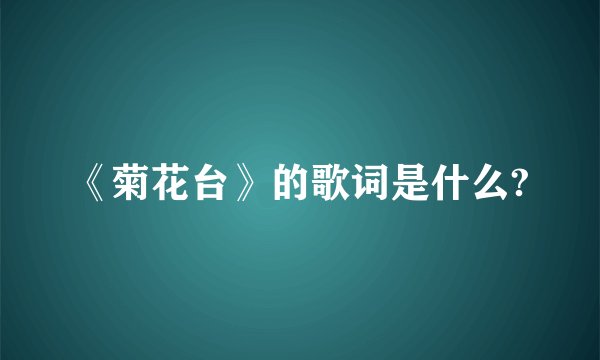 《菊花台》的歌词是什么?