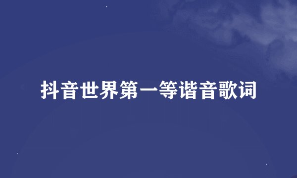 抖音世界第一等谐音歌词