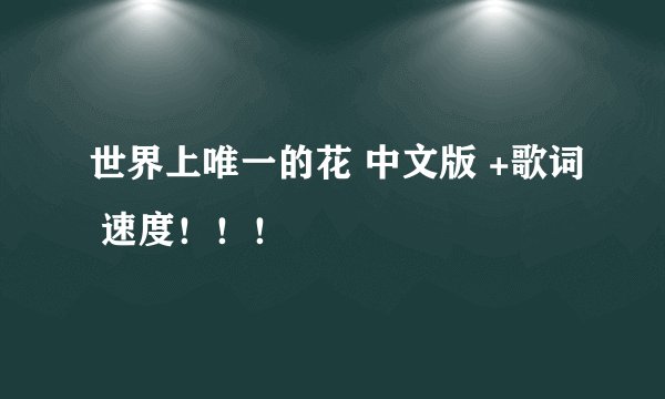 世界上唯一的花 中文版 +歌词 速度！！！