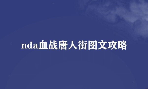 nda血战唐人街图文攻略