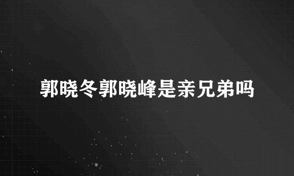 郭晓冬郭晓峰是亲兄弟吗