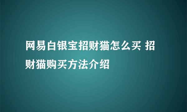 网易白银宝招财猫怎么买 招财猫购买方法介绍