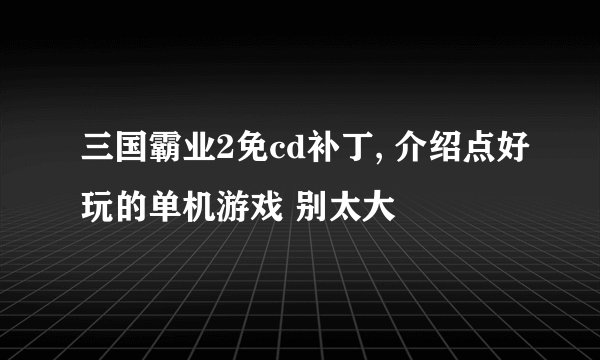 三国霸业2免cd补丁, 介绍点好玩的单机游戏 别太大