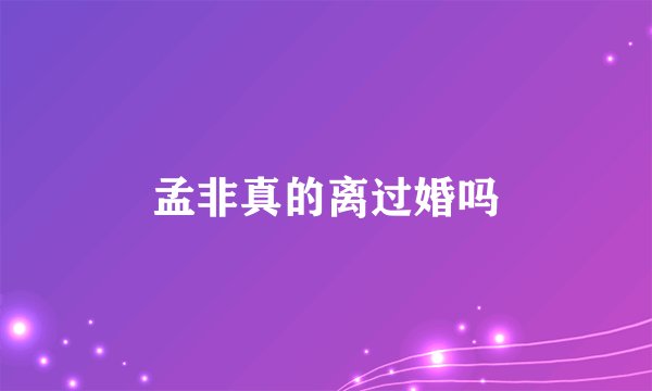 孟非真的离过婚吗