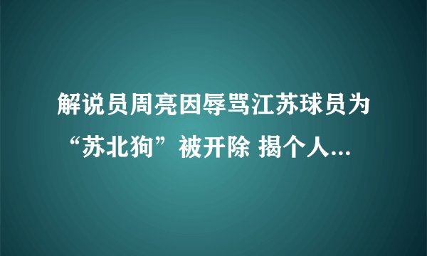 解说员周亮因辱骂江苏球员为“苏北狗”被开除 揭个人资料微博