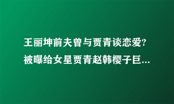 王丽坤前夫曾与贾青谈恋爱?被曝给女星贾青赵韩樱子巨额转账。