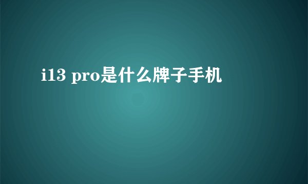 i13 pro是什么牌子手机